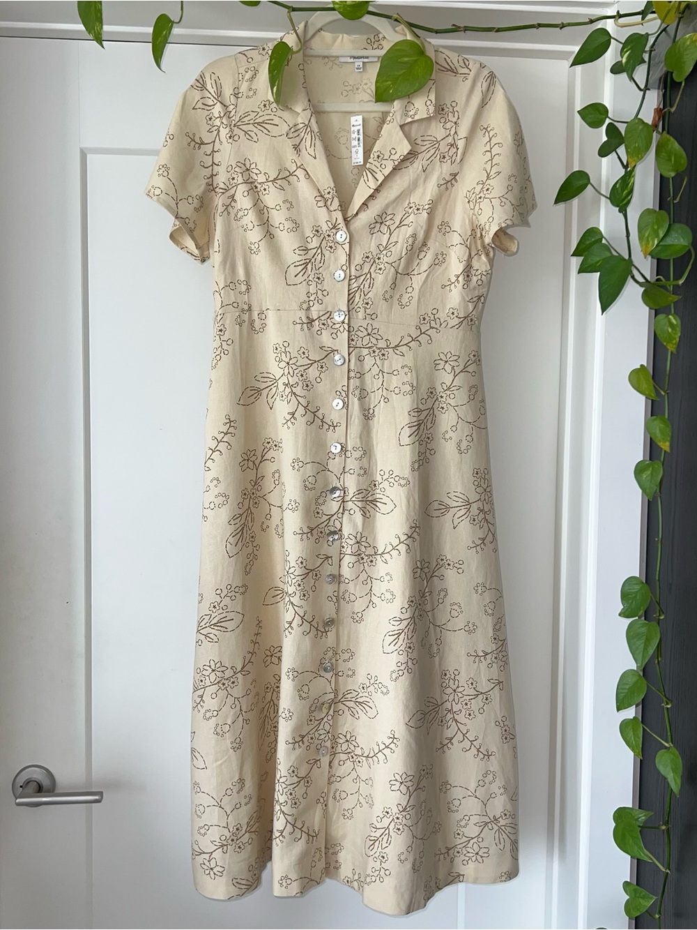 Madewell Kacie Midi Shirtdress in Stitched Vines